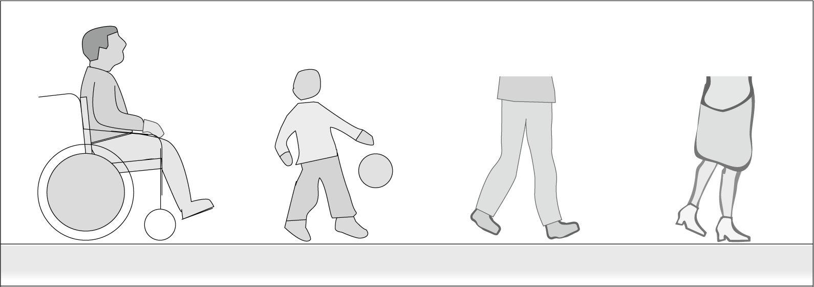 Krav om jævn fast belægning, så alle brugerne kan bevæge sig på det